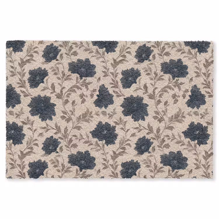 Motief - Bloemen - Zwart - Beige Vloerkleed Rechthoek klein 1091 -3d
