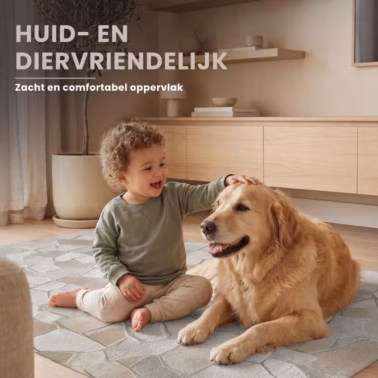 Mozaïek - Stenen - Beige Vloerkleed Rechthoek klein 1091 -uniquesellingpoint_zacht_NL