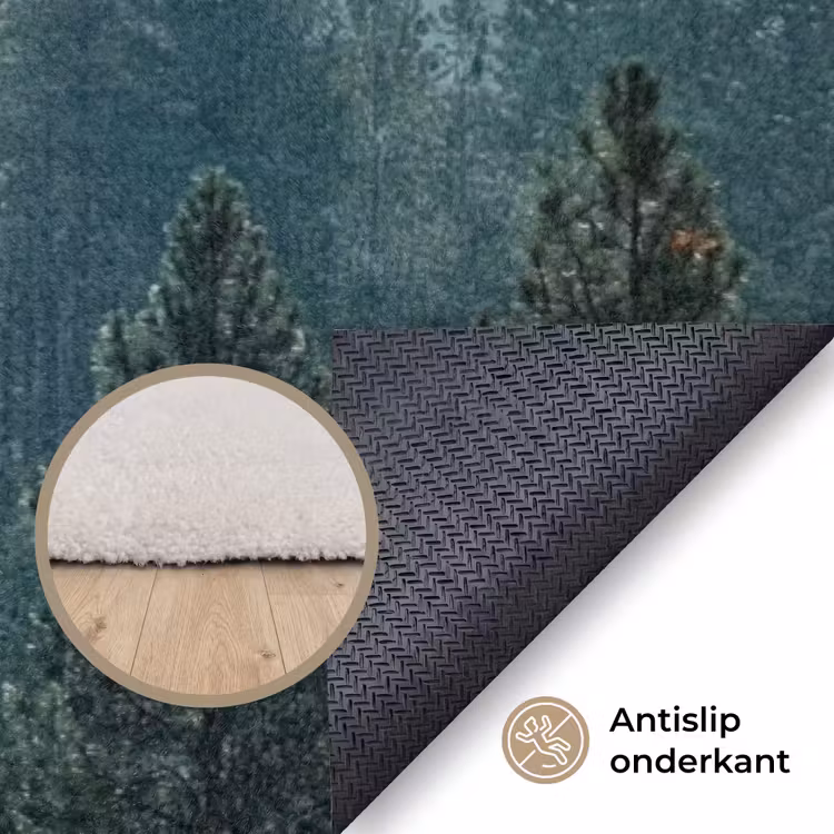 Naaldwoud - Bergen - Mist Vloerkleed Rechthoek klein -uniquesellingpoint_antislip_NL_DE
