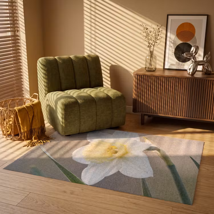Narcis - Bloem - Minimalistisch Vloerkleed Rechthoek klein -atmosphere_sfeer1_global