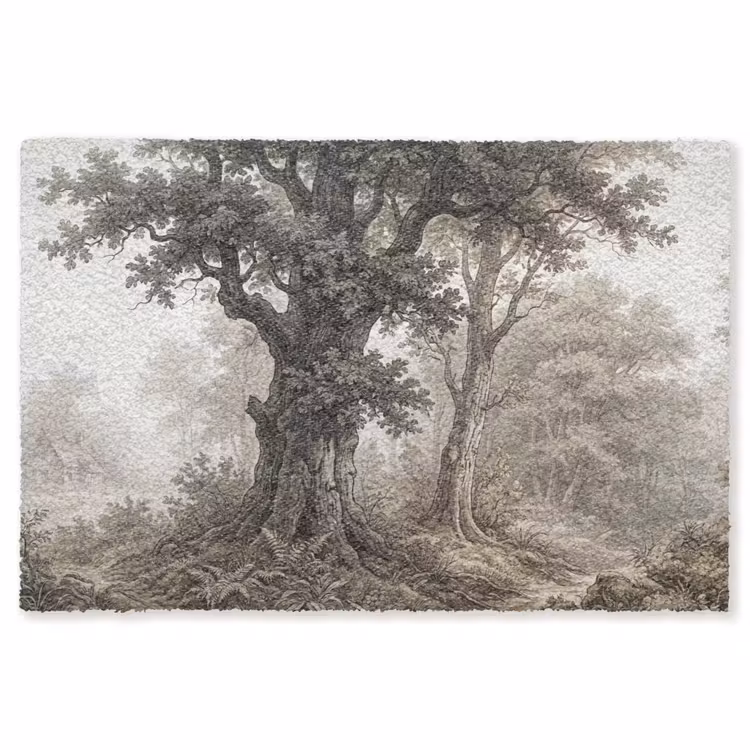 Natuur - Bos - Eik Vloerkleed Rechthoek klein -3d