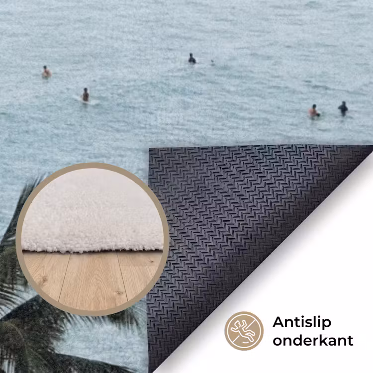Oceaan - Palmbomen - Surfers Vloerkleed Rechthoek klein -uniquesellingpoint_antislip_NL
