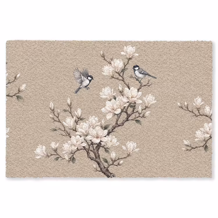 Oosters - Vogels - Beige Vloerkleed Rechthoek klein -3d