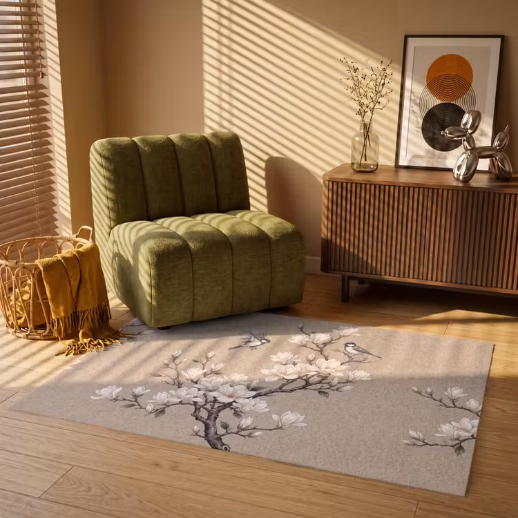 Oosters - Vogels - Beige Vloerkleed Rechthoek klein -atmosphere_sfeer1_global