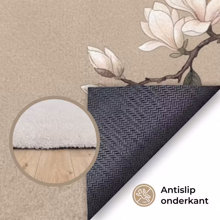 Oosters - Vogels - Beige Vloerkleed Rechthoek klein -uniquesellingpoint_antislip_NL