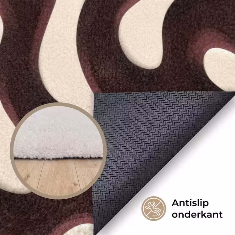 Organisch - Krachtig - Bruin Vloerkleed Rechthoek klein 1091 -uniquesellingpoint_antislip_NL