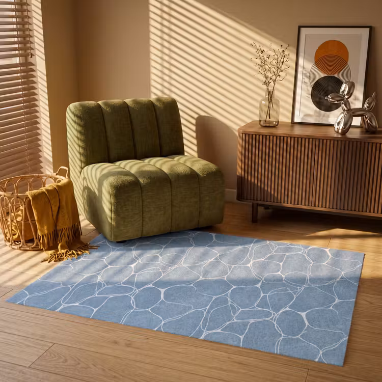 Organisch - Patroon - Blauw Vloerkleed Rechthoek klein 1091 -atmosphere_sfeer1_global