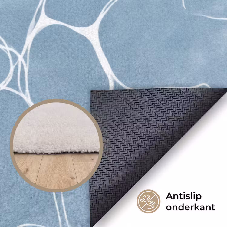 Organisch - Patroon - Blauw Vloerkleed Rechthoek klein 1091 -uniquesellingpoint_antislip_NL_DE