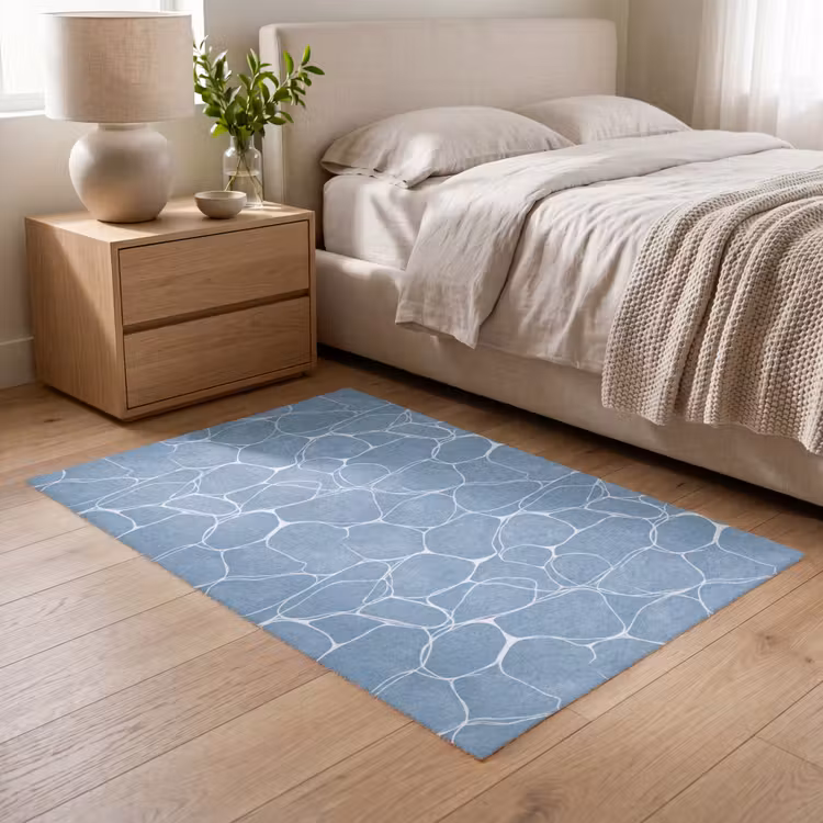 Organisch - Patroon - Blauw Vloerkleed Rechthoek klein 1091 -atmosphere_sfeer3_global
