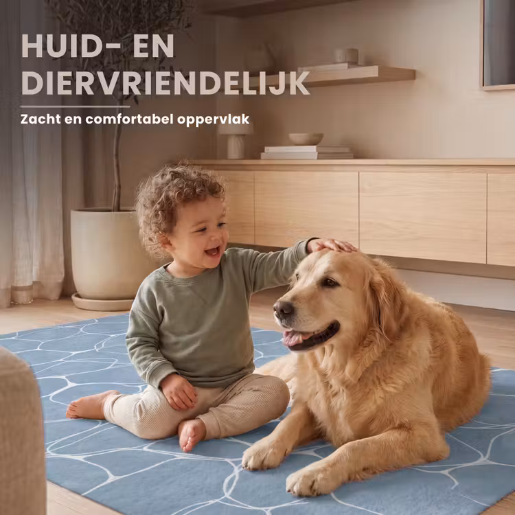 Organisch - Patroon - Blauw Vloerkleed Rechthoek klein 1091 -uniquesellingpoint_zacht_NL