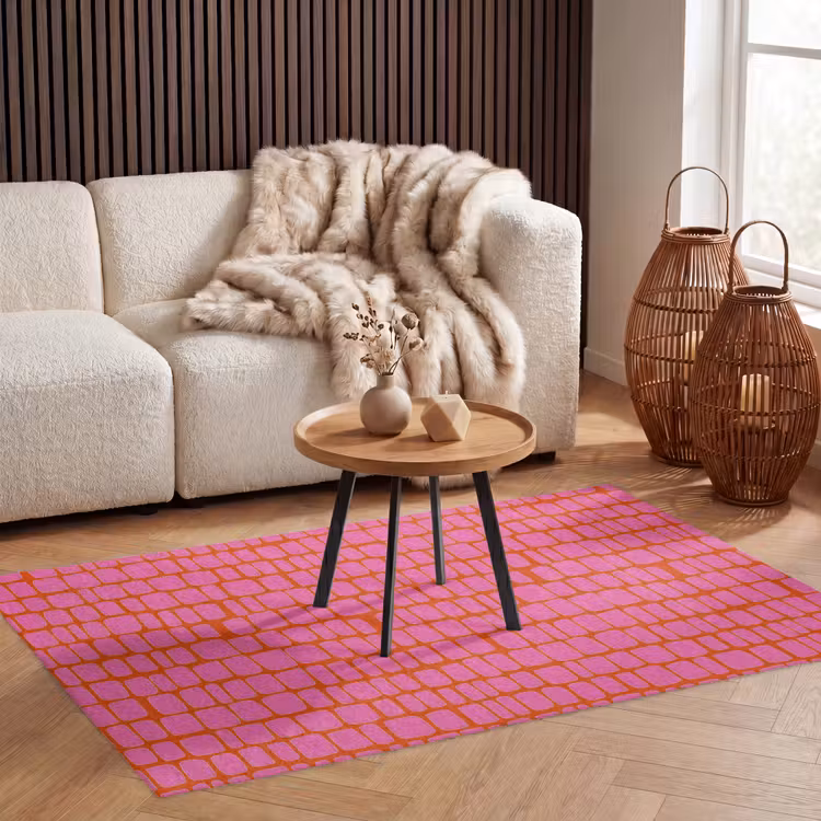 Organisch - Raster - Roze Vloerkleed Rechthoek klein 1091 -atmosphere_sfeer2_global