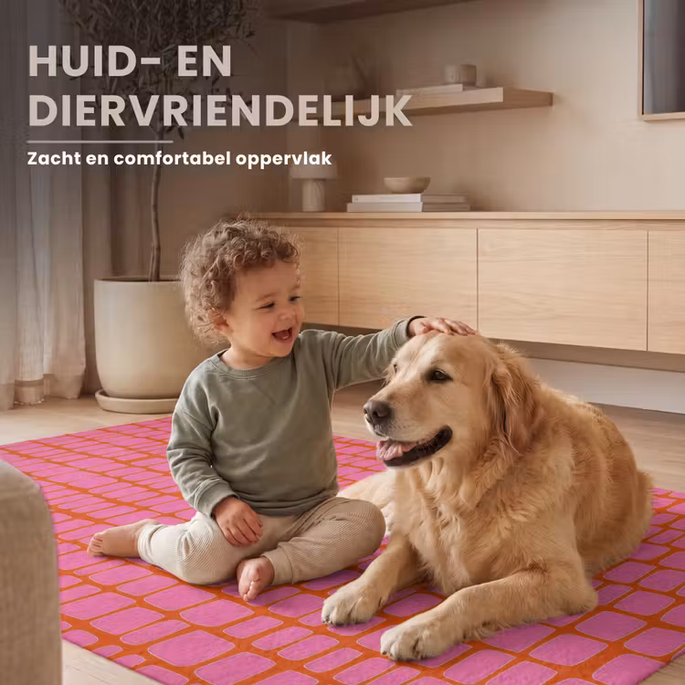 Organisch - Raster - Roze Vloerkleed Rechthoek klein 1091 -uniquesellingpoint_zacht_NL