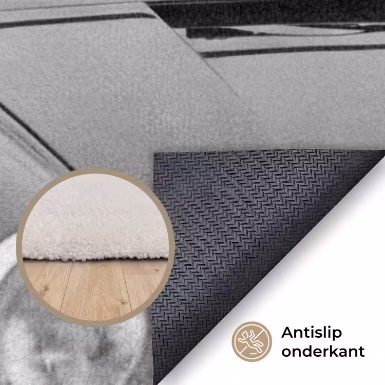 Paard - Auto - Zwart - Wit Vloerkleed Rechthoek klein -uniquesellingpoint_antislip_NL