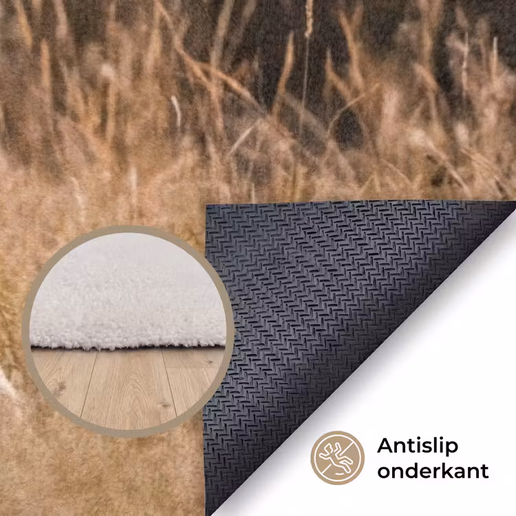 Paard - Bruin - Gras Vloerkleed Rechthoek klein -uniquesellingpoint_antislip_NL_DE