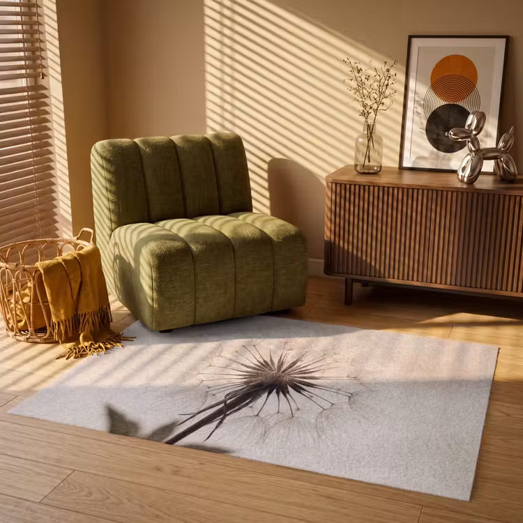 Paardenbloem - Minimalistisch - Wit Vloerkleed Rechthoek klein -atmosphere_sfeer1_global