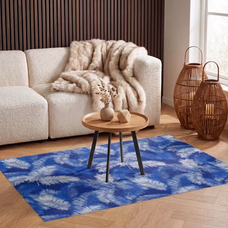 Palmblad - Patroon - Blauw Vloerkleed Rechthoek klein 1091 -atmosphere_sfeer2_global
