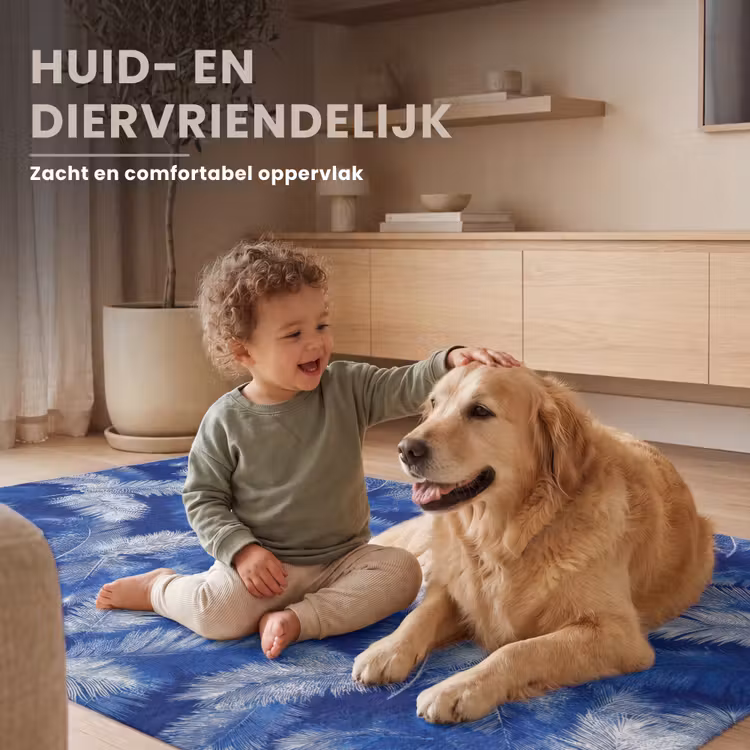 Palmblad - Patroon - Blauw Vloerkleed Rechthoek klein 1091 -uniquesellingpoint_zacht_NL