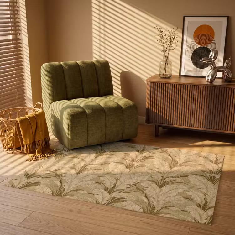 Palmbladeren - Klassiek - Groen Vloerkleed Rechthoek klein 1091 -atmosphere_sfeer1_global
