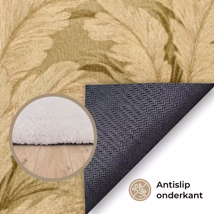 Palmbladeren - Klassiek - Groen Vloerkleed Rechthoek klein 1091 -uniquesellingpoint_antislip_NL