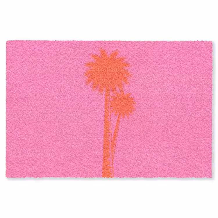 Palmbomen - Modern - Roze Vloerkleed Rechthoek klein -3d