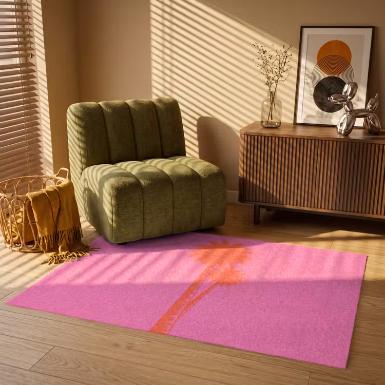 Palmbomen - Modern - Roze Vloerkleed Rechthoek klein -atmosphere_sfeer1_global