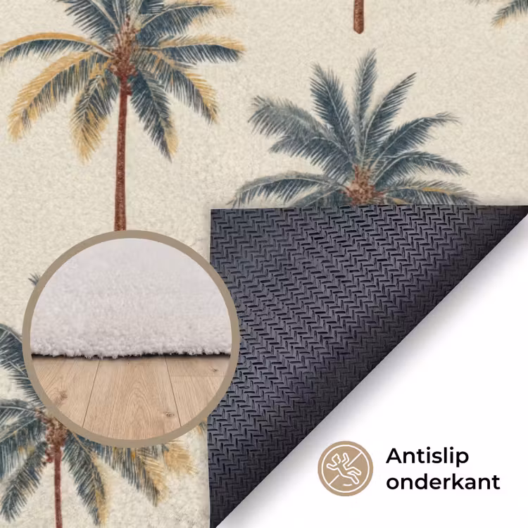 Palmbomen - Tropisch - Groen Vloerkleed Rechthoek klein 1091 -uniquesellingpoint_antislip_NL_DE