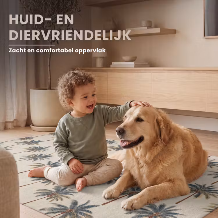 Palmbomen - Tropisch - Groen Vloerkleed Rechthoek klein 1091 -uniquesellingpoint_zacht_NL