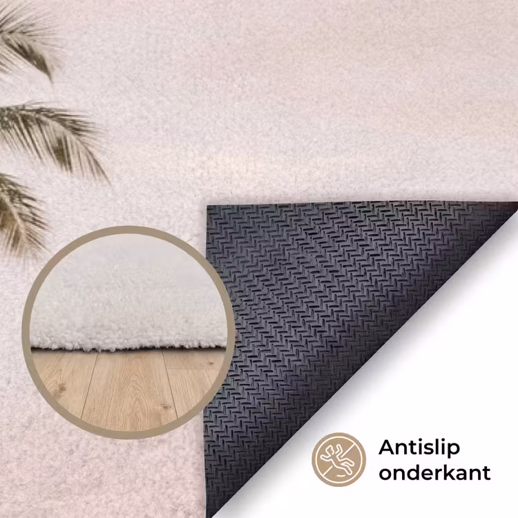 Palmbomen - Zonsondergang - Roze Vloerkleed Rechthoek klein -uniquesellingpoint_antislip_NL_DE