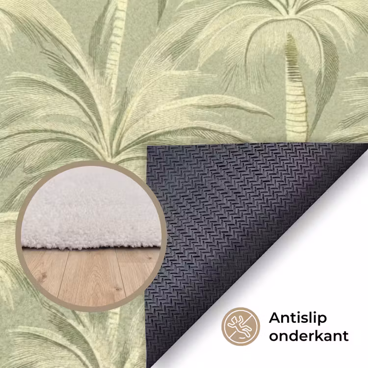 Palmwoud - Tropisch - Groen Vloerkleed Rechthoek klein 1091 -uniquesellingpoint_antislip_NL_DE
