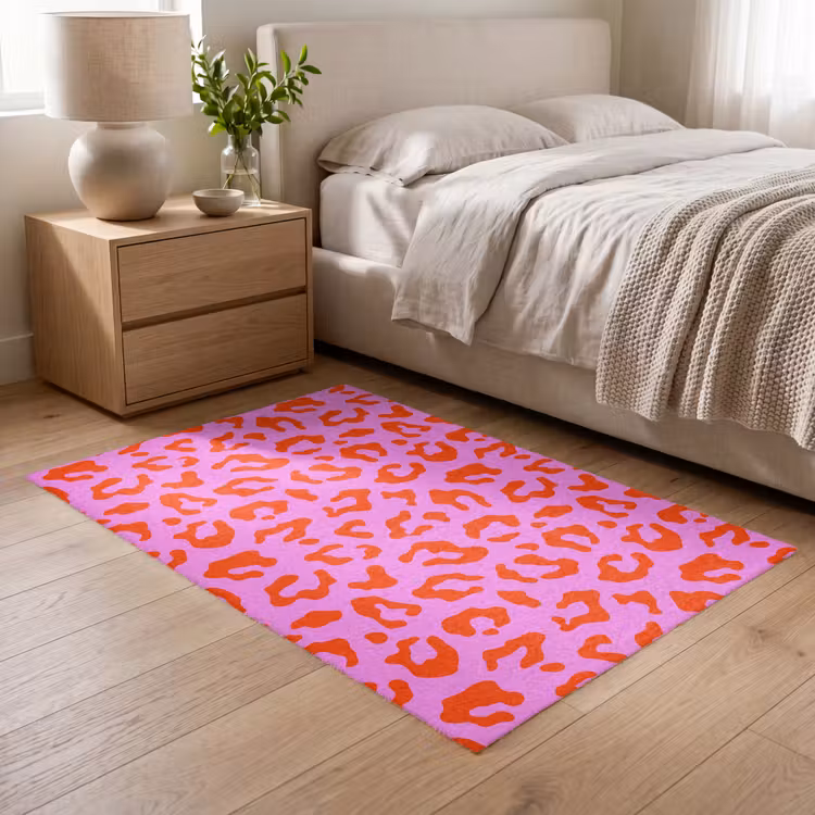Panter - Rood - Roze Vloerkleed Rechthoek klein 1091 -atmosphere_sfeer3_global