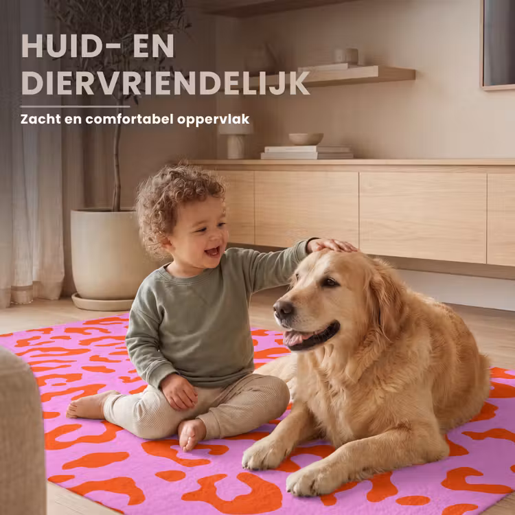 Panter - Rood - Roze Vloerkleed Rechthoek klein 1091 -uniquesellingpoint_zacht_NL