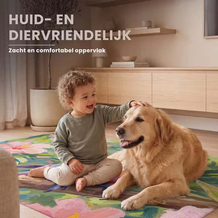 Papagaai - Hibiscusbloemen - Kleurrijk Vloerkleed Rechthoek klein -uniquesellingpoint_zacht_NL