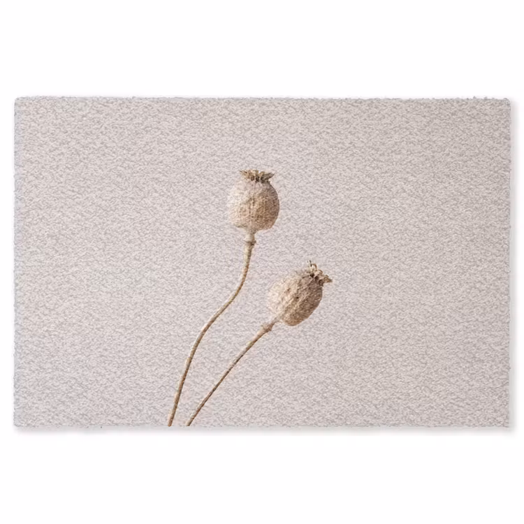 Papaverbollen - Droogbloemen - Minimalistisch - Beige - Rustig Vloerkleed Rechthoek klein -3d