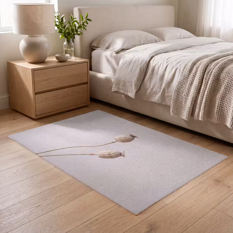 Papaverbollen - Droogbloemen - Minimalistisch - Beige - Rustig Vloerkleed Rechthoek klein -atmosphere_sfeer3_global