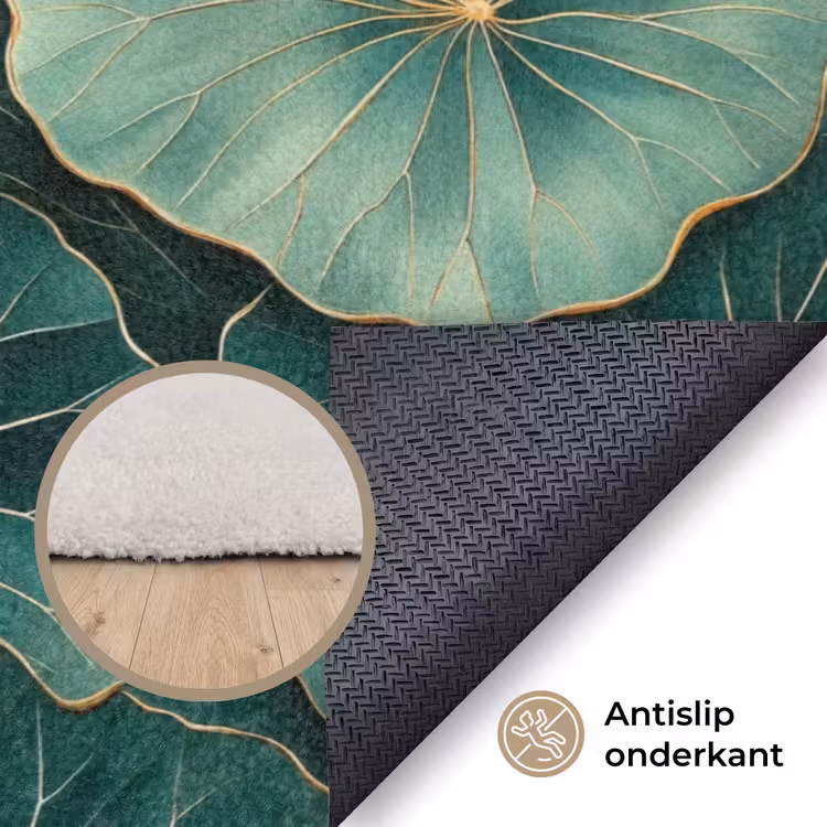Patroon - Bladeren - Groen Vloerkleed Rechthoek klein 1091 -uniquesellingpoint_antislip_NL_DE