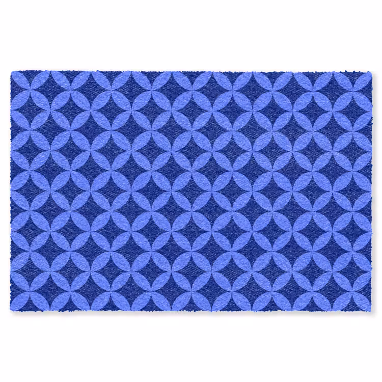 Patroon - Blauw Vloerkleed Rechthoek klein -3d
