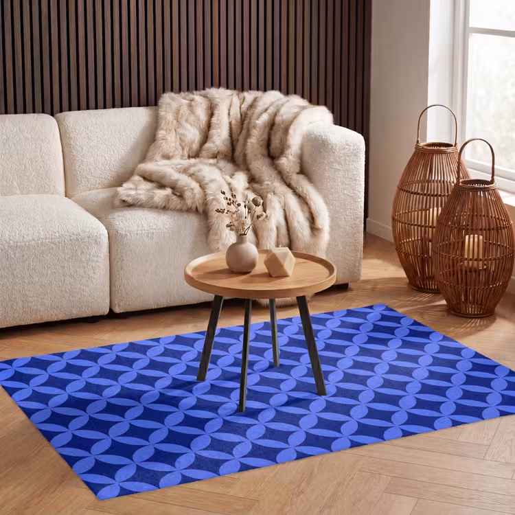 Patroon - Blauw Vloerkleed Rechthoek klein -atmosphere_sfeer2_global