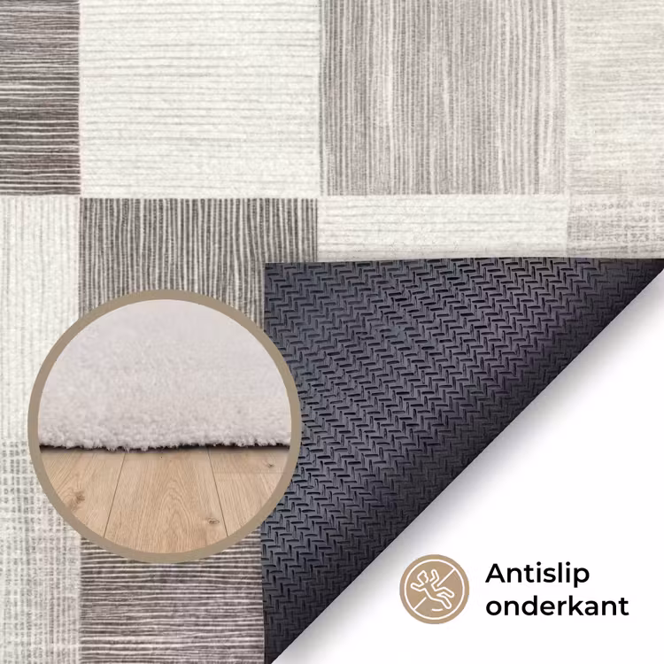 Patroon - Dambord - Houtnerf Vloerkleed Rechthoek klein 1091 -uniquesellingpoint_antislip_NL_DE