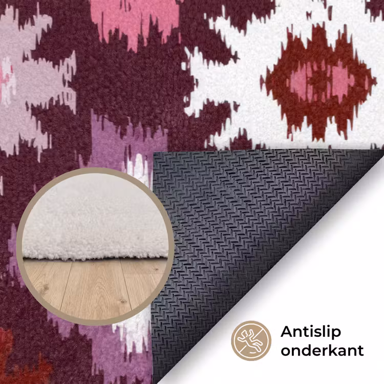 Patroon - Diamantvorm - Paars Vloerkleed Rechthoek klein 1091 -uniquesellingpoint_antislip_NL_DE