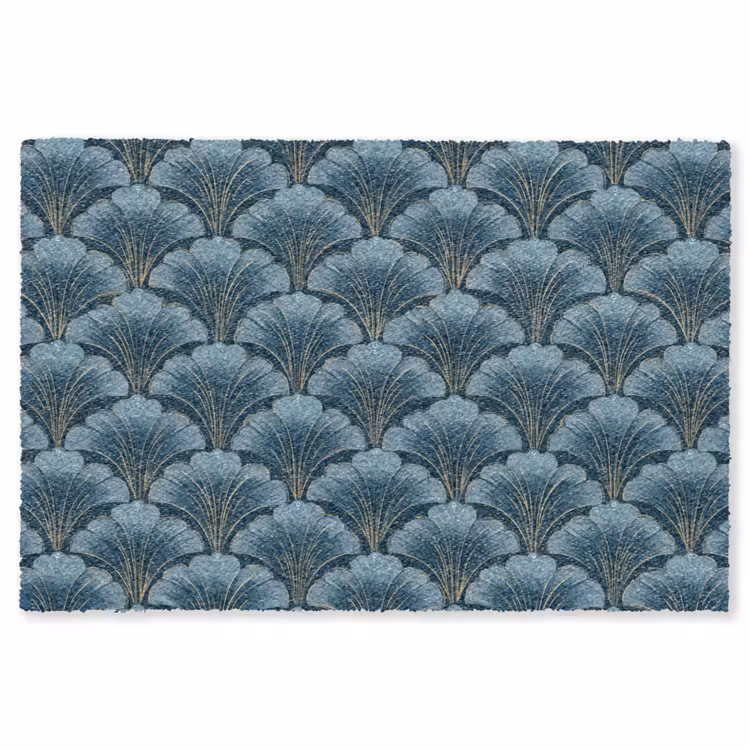 Patroon - Ginkgoblad - Blauw Vloerkleed Rechthoek klein 1091 -3d