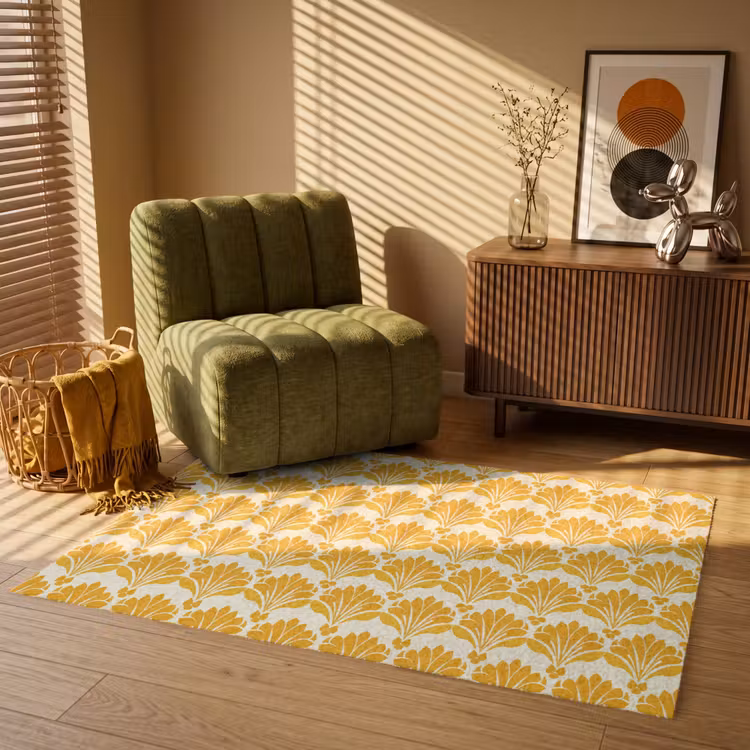 Patroon - Motief - Geel Vloerkleed Rechthoek klein 1091 -atmosphere_sfeer1_global