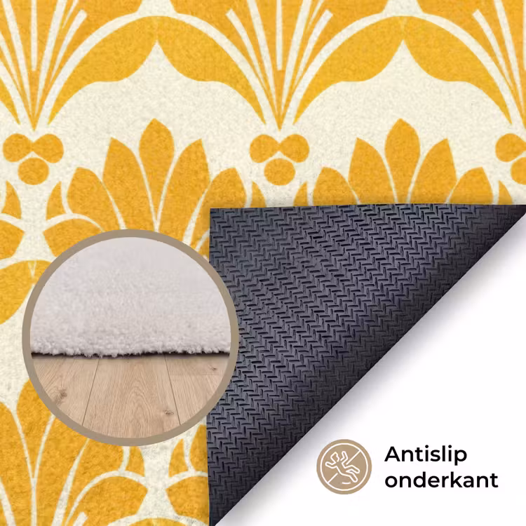Patroon - Motief - Geel Vloerkleed Rechthoek klein 1091 -uniquesellingpoint_antislip_NL_DE
