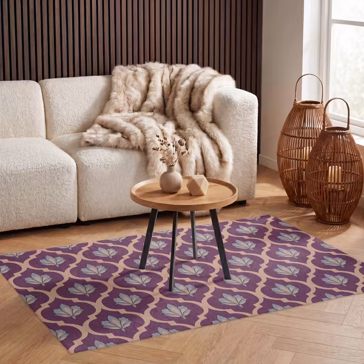 Patroon - Paars - Bloem Vloerkleed Rechthoek klein -atmosphere_sfeer2_global