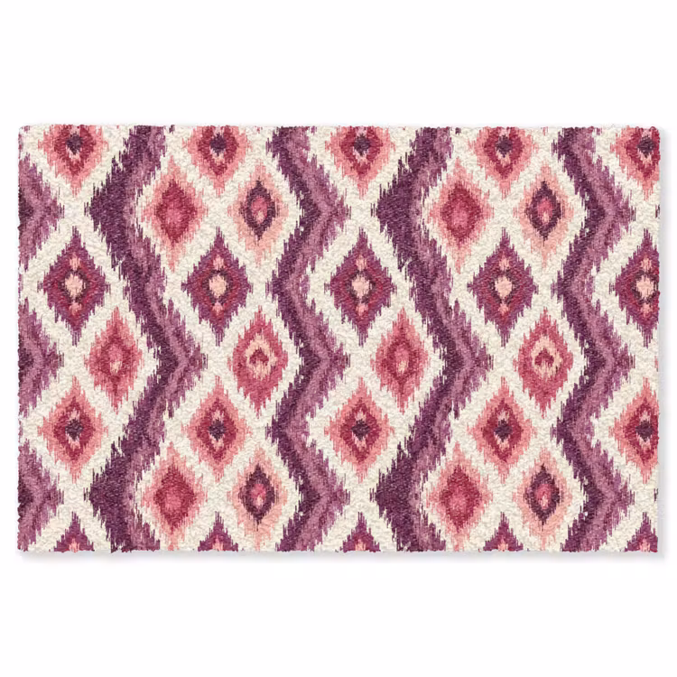 Patroon - Paars - Zigzag Vloerkleed Rechthoek klein 1091 -3d