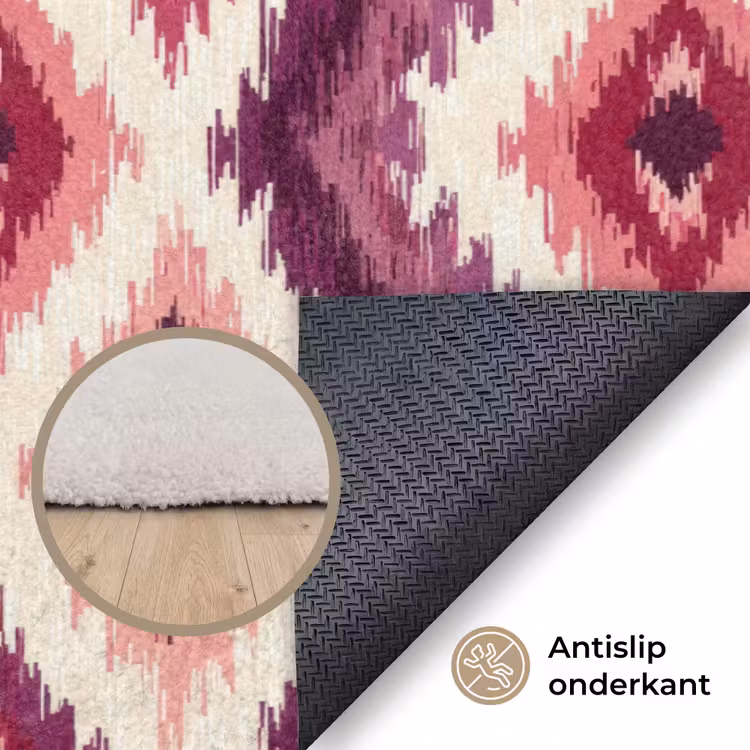 Patroon - Paars - Zigzag Vloerkleed Rechthoek klein 1091 -uniquesellingpoint_antislip_NL