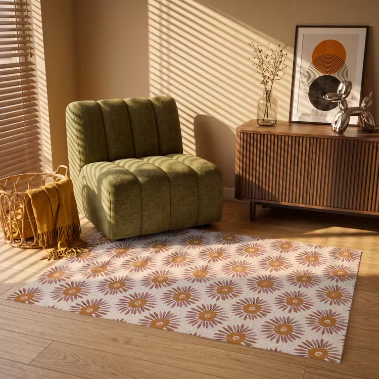 Patroon - Retro - Bruin Vloerkleed Rechthoek klein 1091 -atmosphere_sfeer1_global
