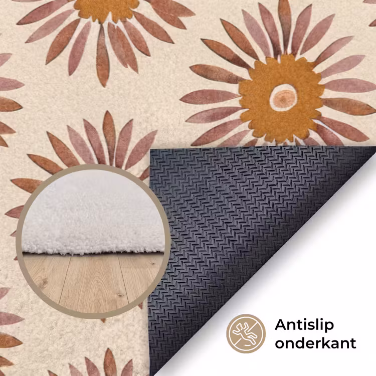 Patroon - Retro - Bruin Vloerkleed Rechthoek klein 1091 -uniquesellingpoint_antislip_NL