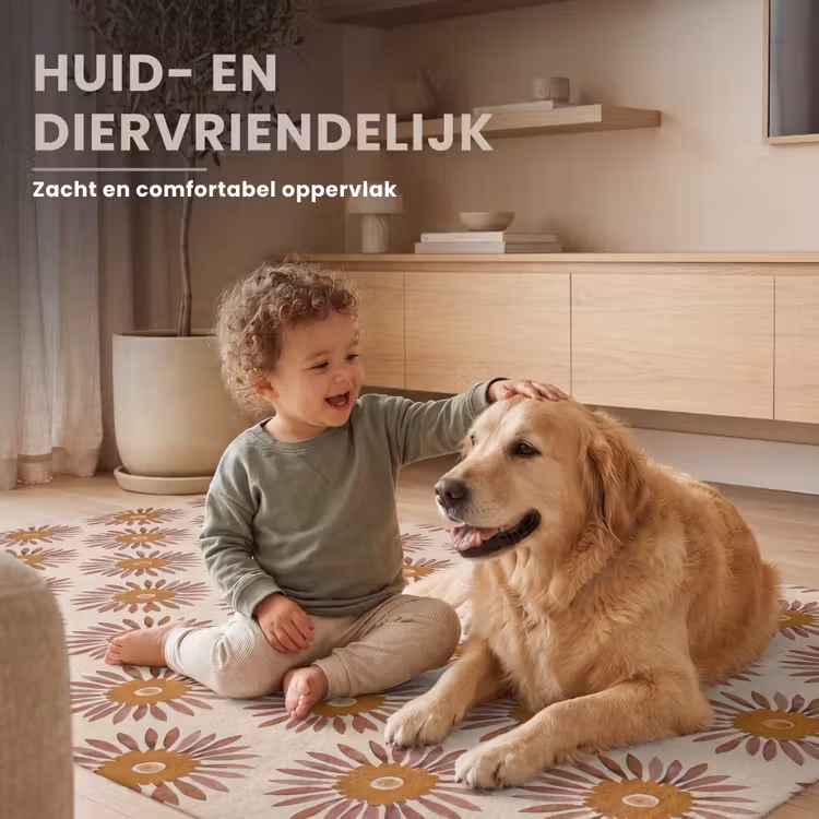 Patroon - Retro - Bruin Vloerkleed Rechthoek klein 1091 -uniquesellingpoint_zacht_NL
