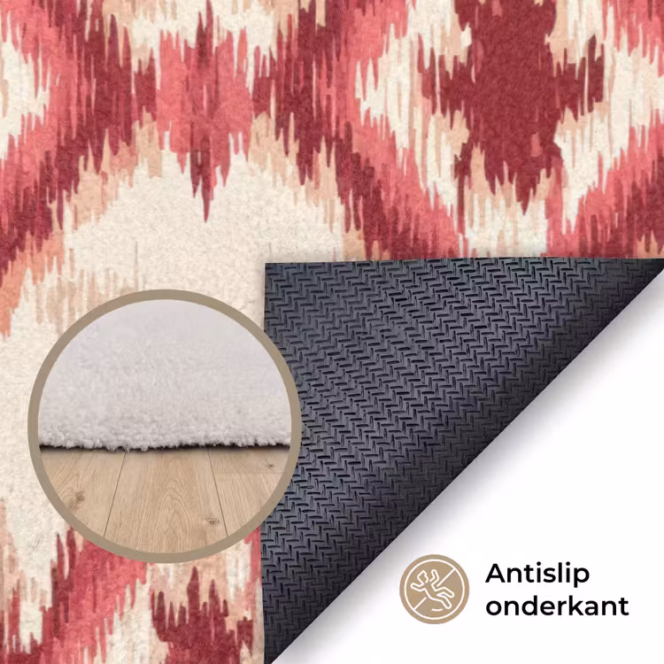 Patroon - Roze - Diamantvorm Vloerkleed Rechthoek klein 1091 -uniquesellingpoint_antislip_NL_DE