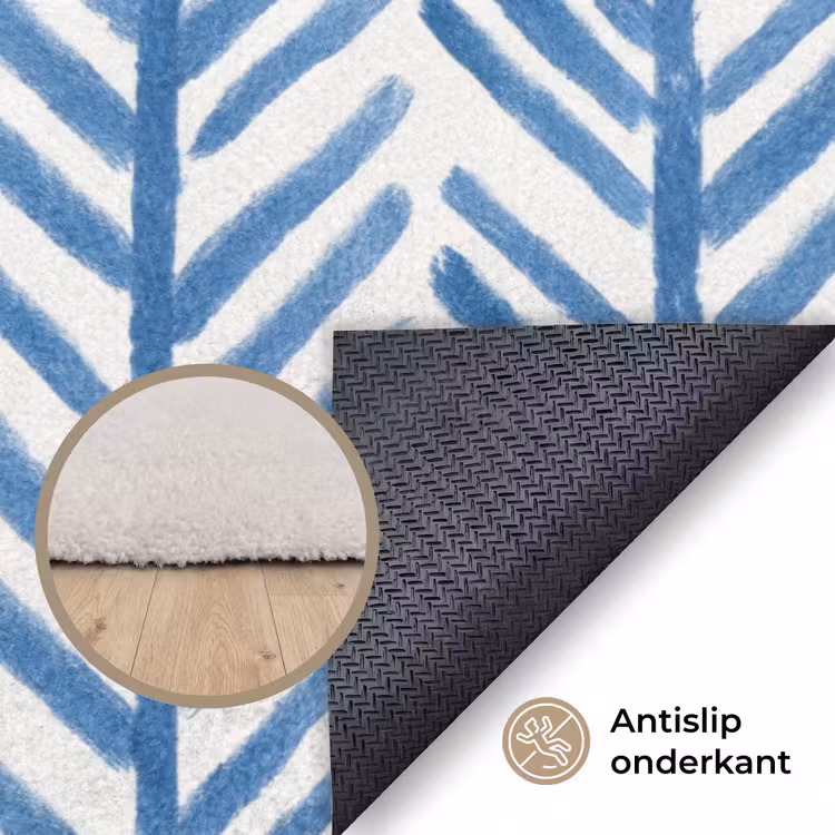 Patroon - Streep - Blauw Vloerkleed Rechthoek klein 1091 -uniquesellingpoint_antislip_NL